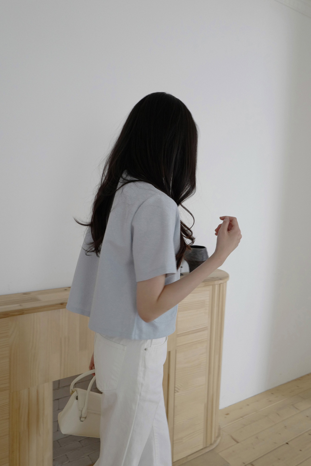 コットンボタンラウンドネックポケットベーシッククロップド無地ジャケット春夏秋 | DHOLIC | 詳細画像17