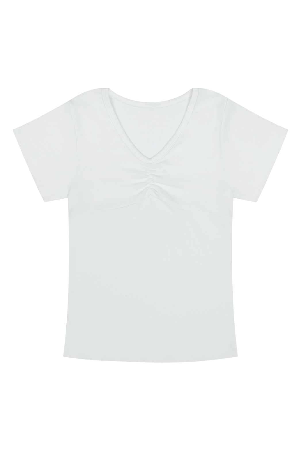 ストレッチVネックギャザーセミクロップド無地TシャツSS | 詳細画像27