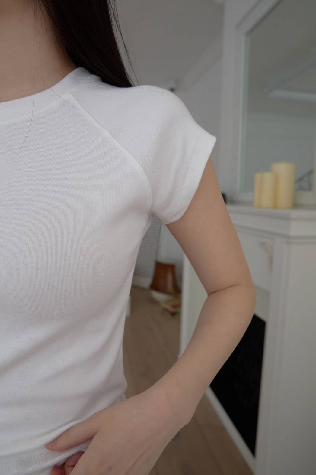 ストレッチコットンベーシックキャップスリーブラグランクロップド無地TシャツSS | 詳細画像15