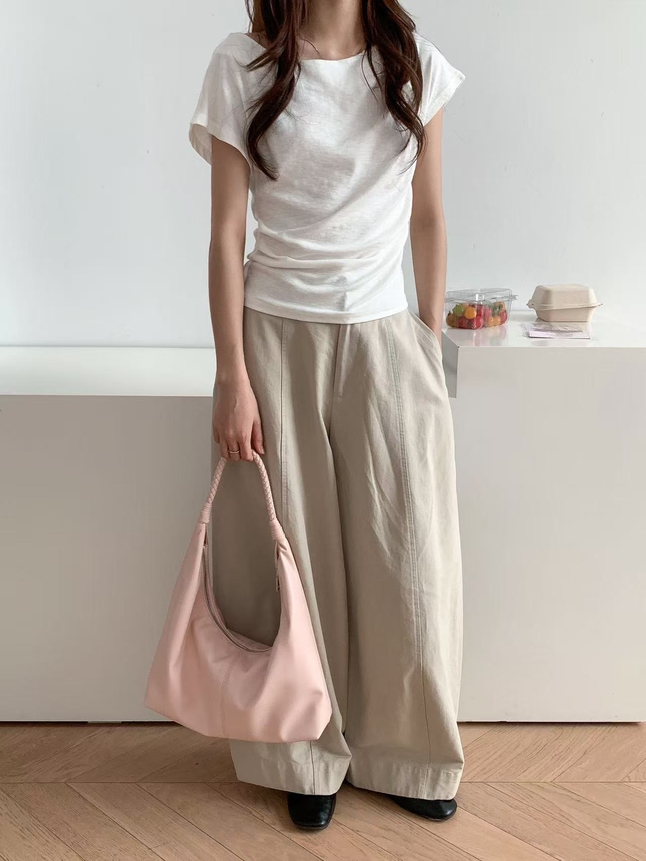 レザー調ジップアップラインウィービングショルダーバッグ | 詳細画像15
