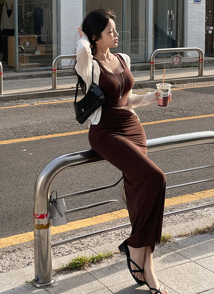 ツイストマキシロングスリムクロップドセットアップスカート