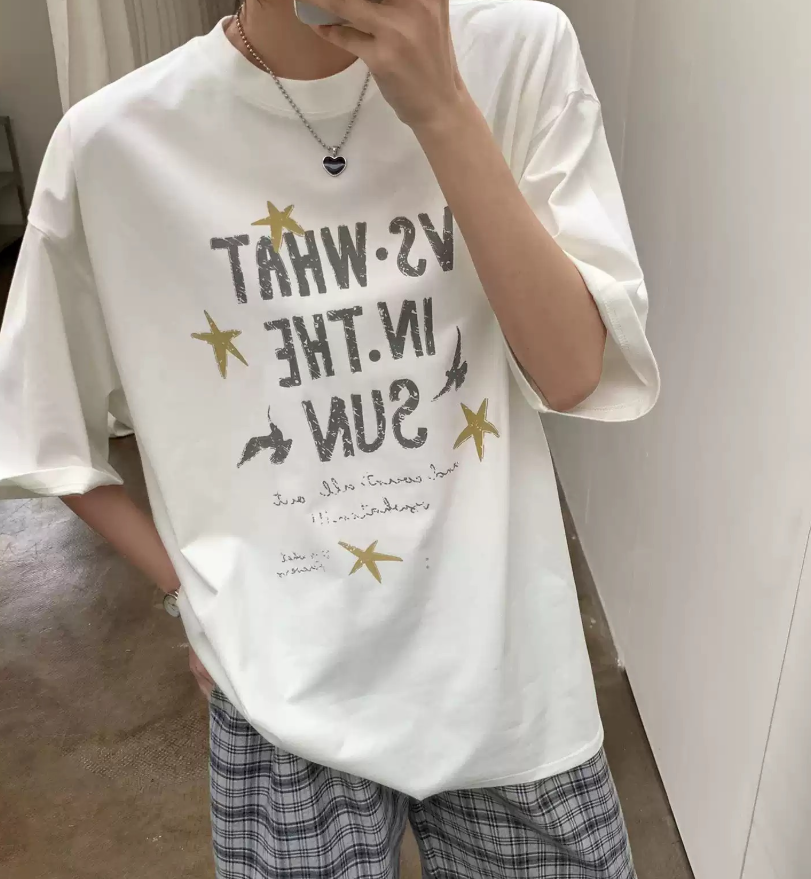 コットンラウンドネックボクシー半袖レタリングTシャツ | 詳細画像5