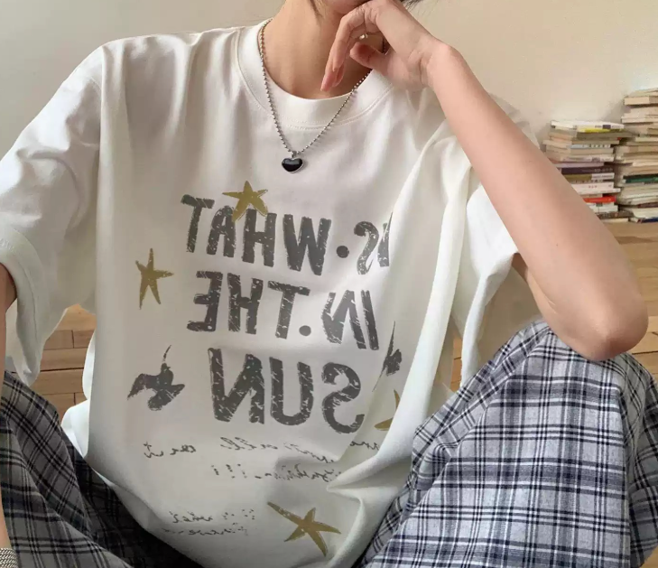 コットンラウンドネックボクシー半袖レタリングTシャツ | 詳細画像4