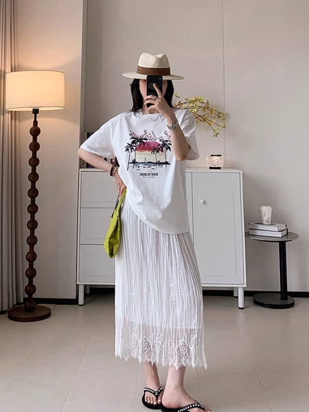 コットンラウンドネックオーバーサイズ半袖プリントTシャツ | 詳細画像4