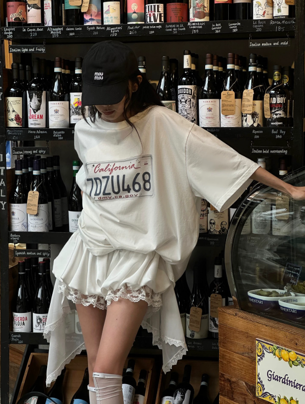 コットンラウンドネックオーバーサイズ半袖レタリングTシャツ | 詳細画像2