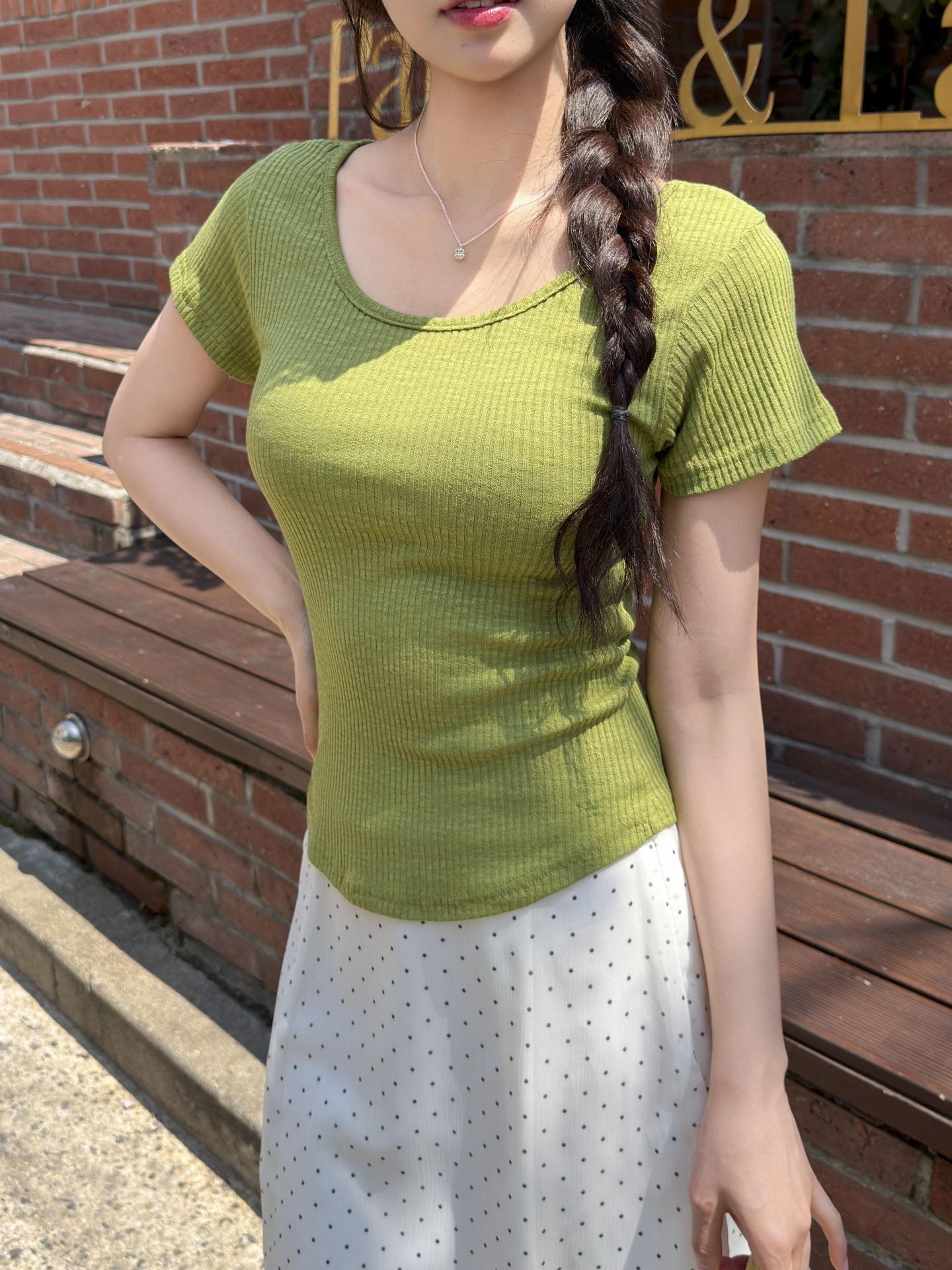 ニットラウンドネックベーシックスリム半袖Tシャツ | 詳細画像8