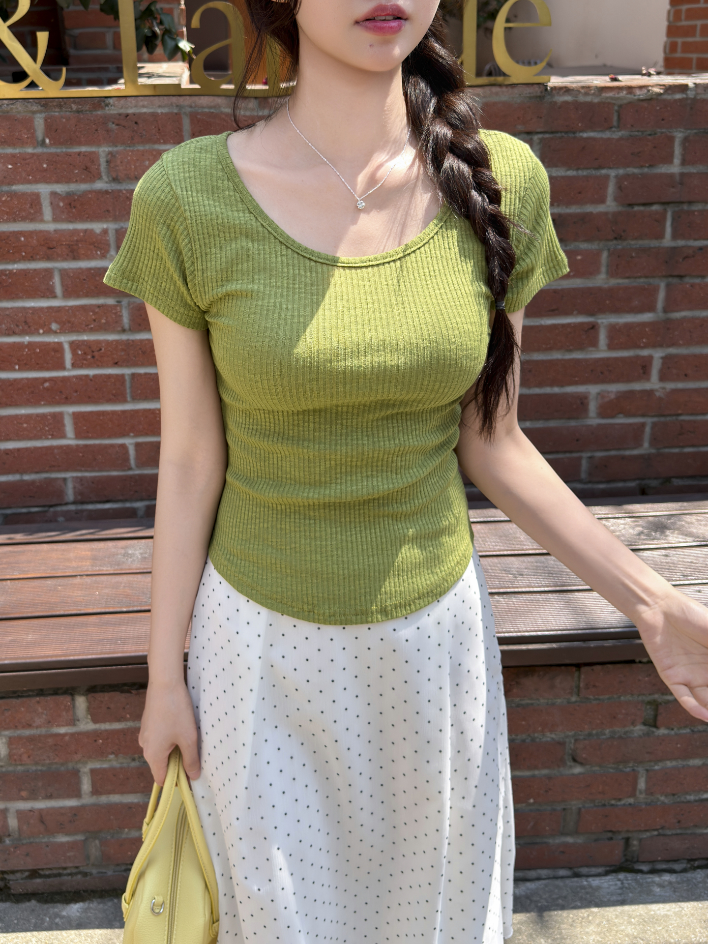 ニットラウンドネックベーシックスリム半袖Tシャツ | 詳細画像14