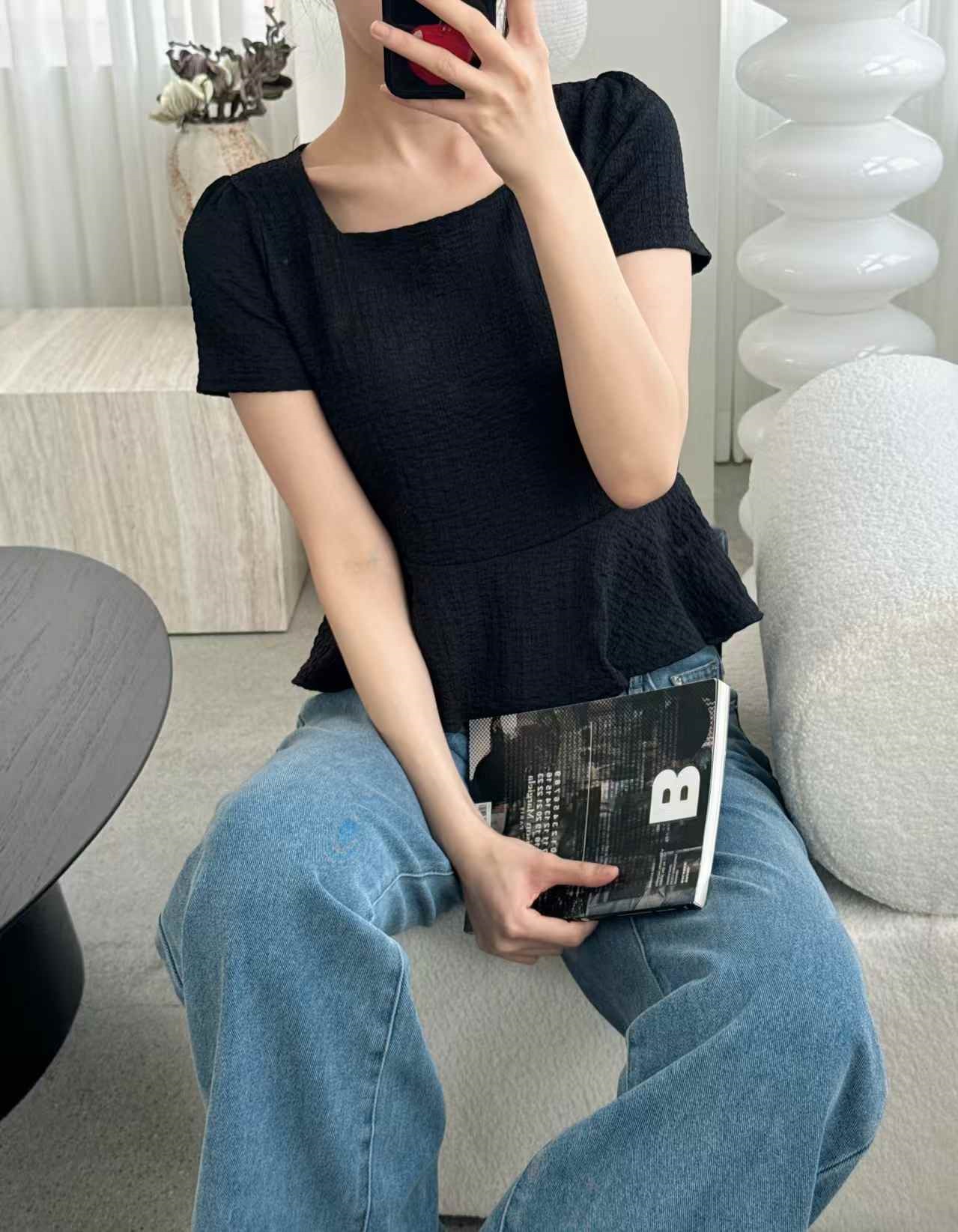 ラウンドネックベーシック半袖フレアTシャツ | 詳細画像4