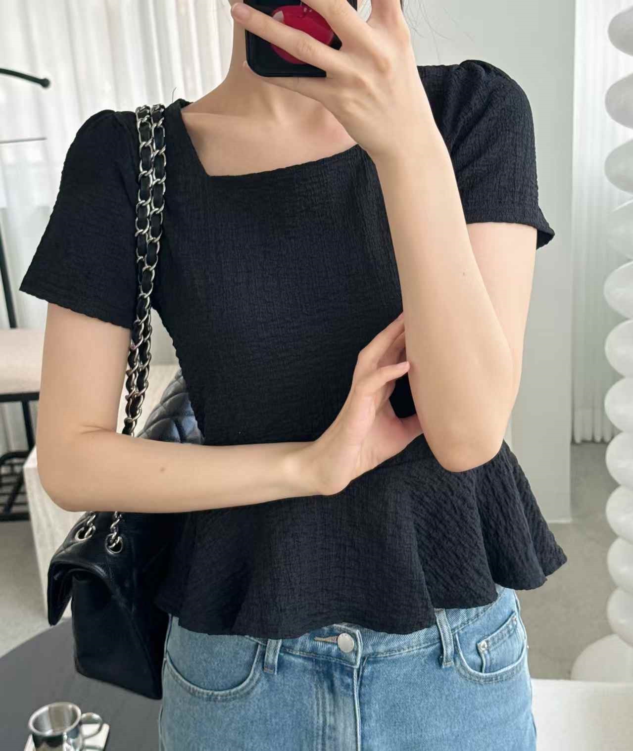 ラウンドネックベーシック半袖フレアTシャツ | 詳細画像5