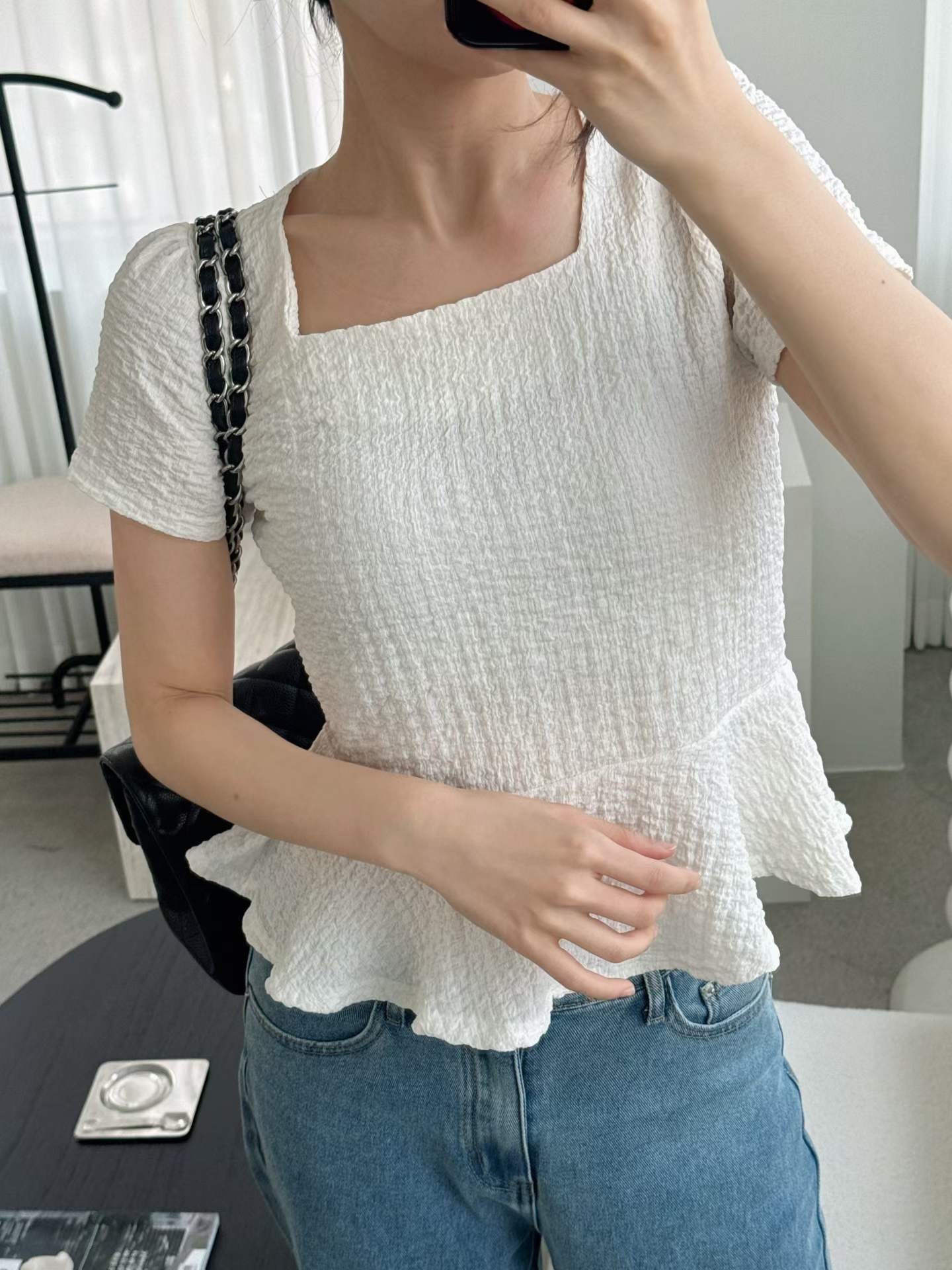 ラウンドネックベーシック半袖フレアTシャツ | 詳細画像6