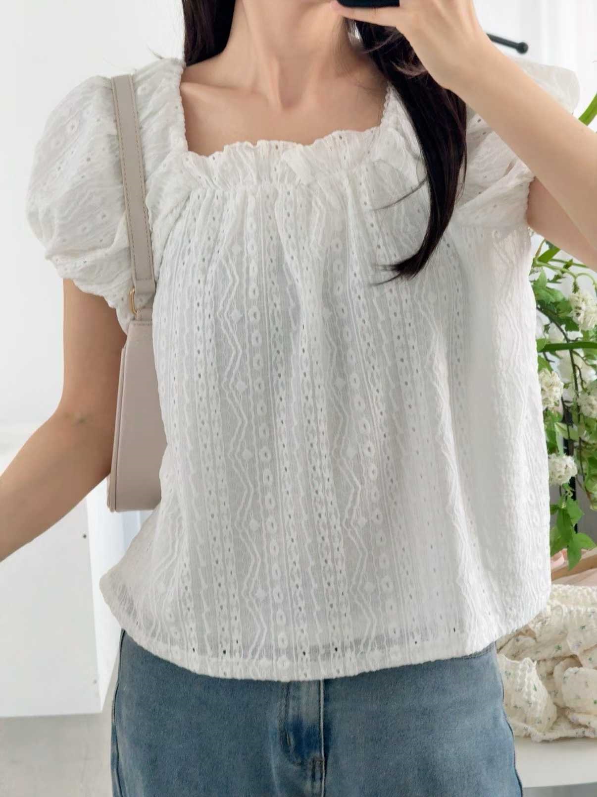 ラウンドネックパンチングベーシック半袖Tシャツ | 詳細画像2