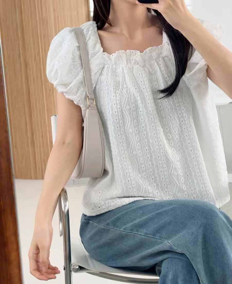 ラウンドネックパンチングベーシック半袖Tシャツ | 詳細画像4
