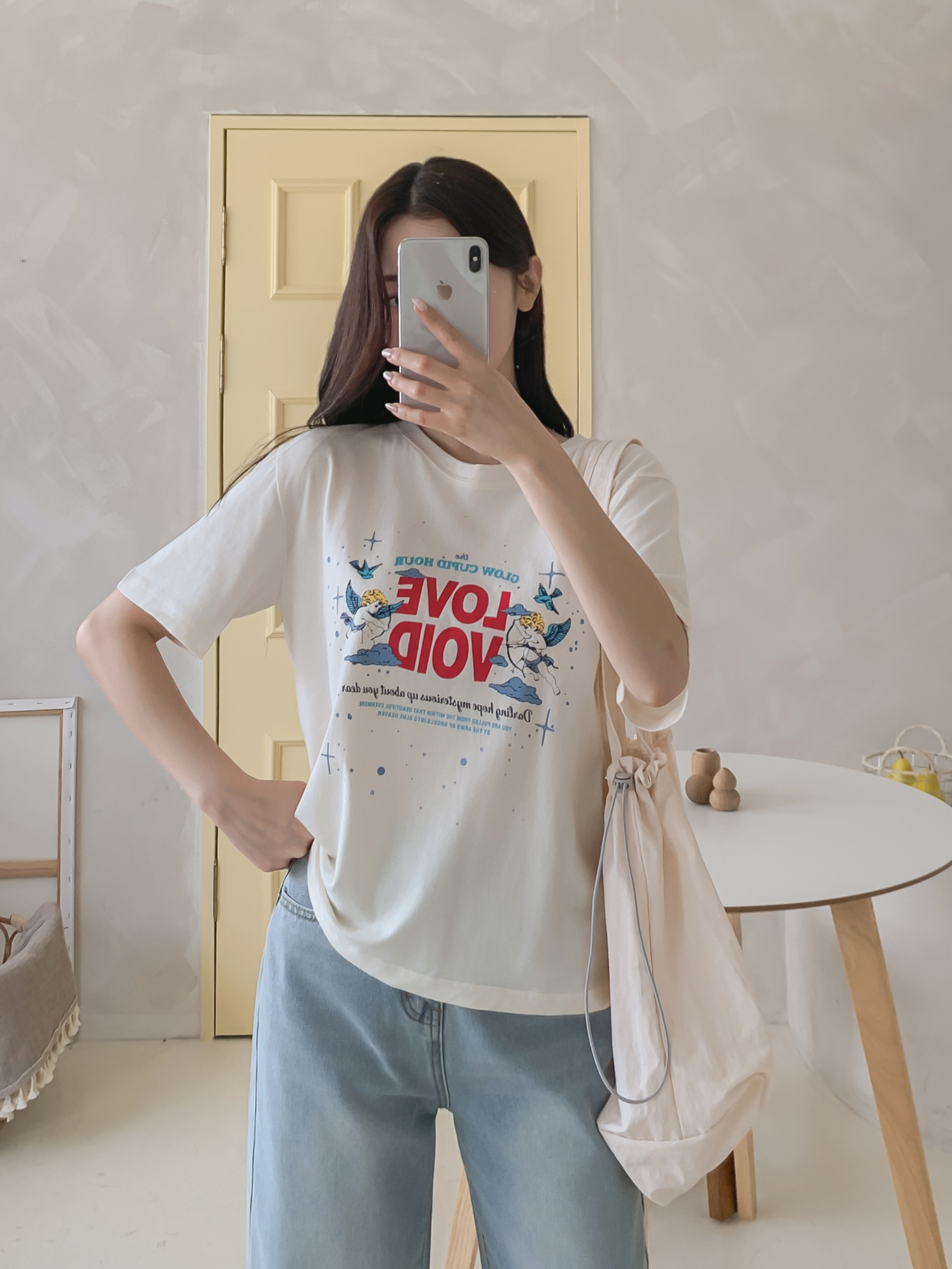 コットンラウンドネックベーシックボクシールーズ半袖ロゴTシャツ | 詳細画像16