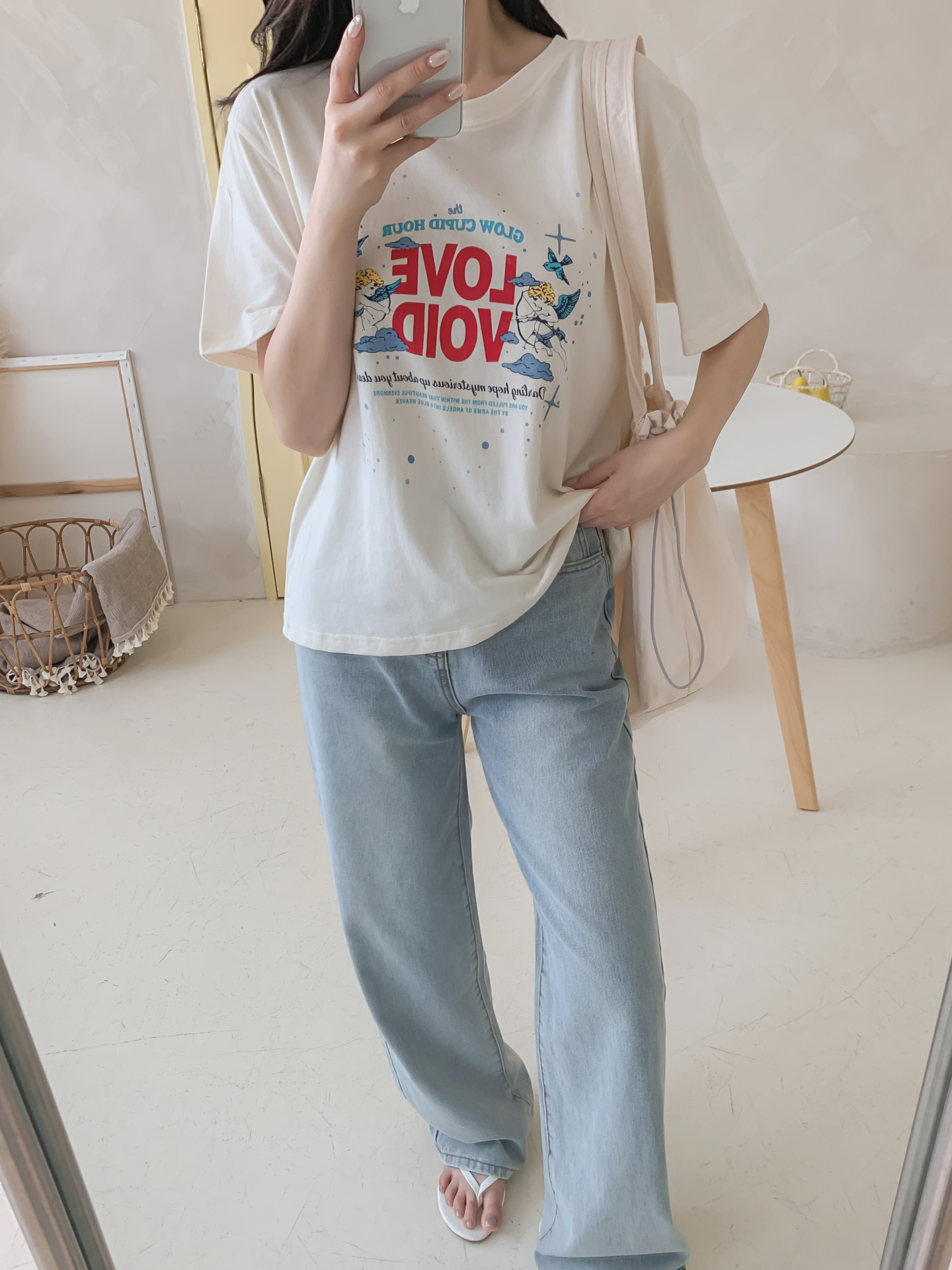 コットンラウンドネックベーシックボクシールーズ半袖ロゴTシャツ | 詳細画像17