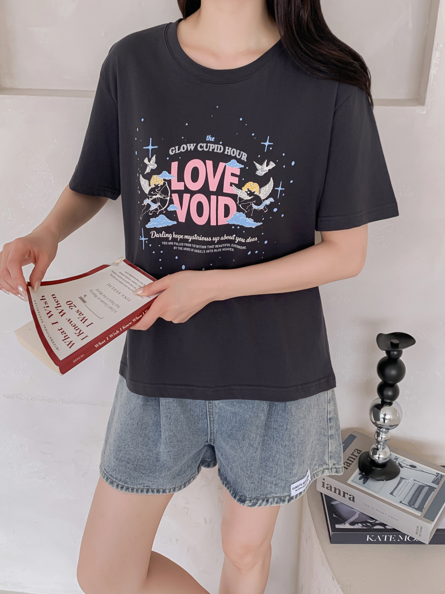 コットンラウンドネックベーシックボクシールーズ半袖ロゴTシャツ | 詳細画像20