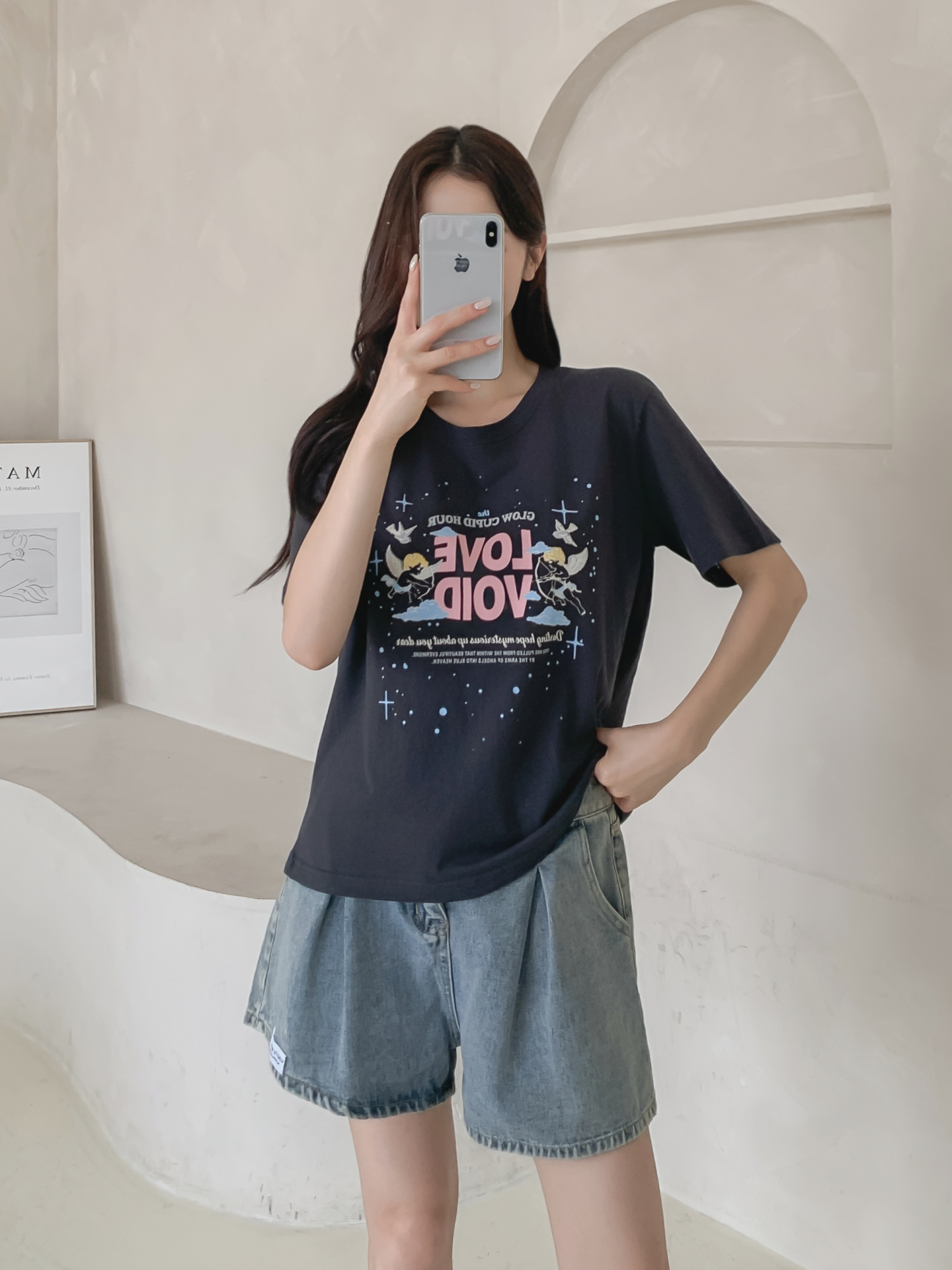 コットンラウンドネックベーシックボクシールーズ半袖ロゴTシャツ | 詳細画像34