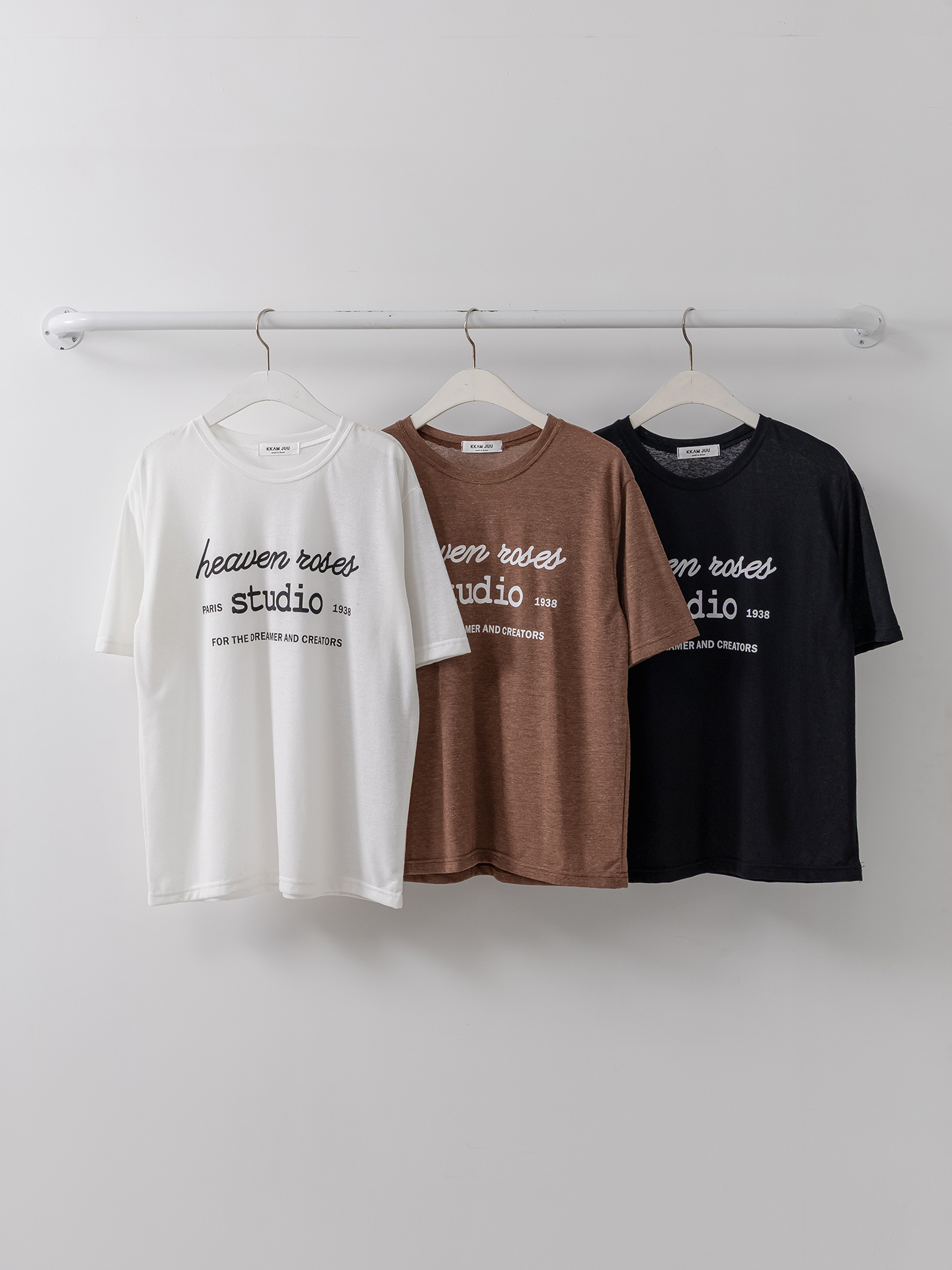 リネン混ラウンドネックベーシックルーズ半袖ロゴTシャツ | 詳細画像37