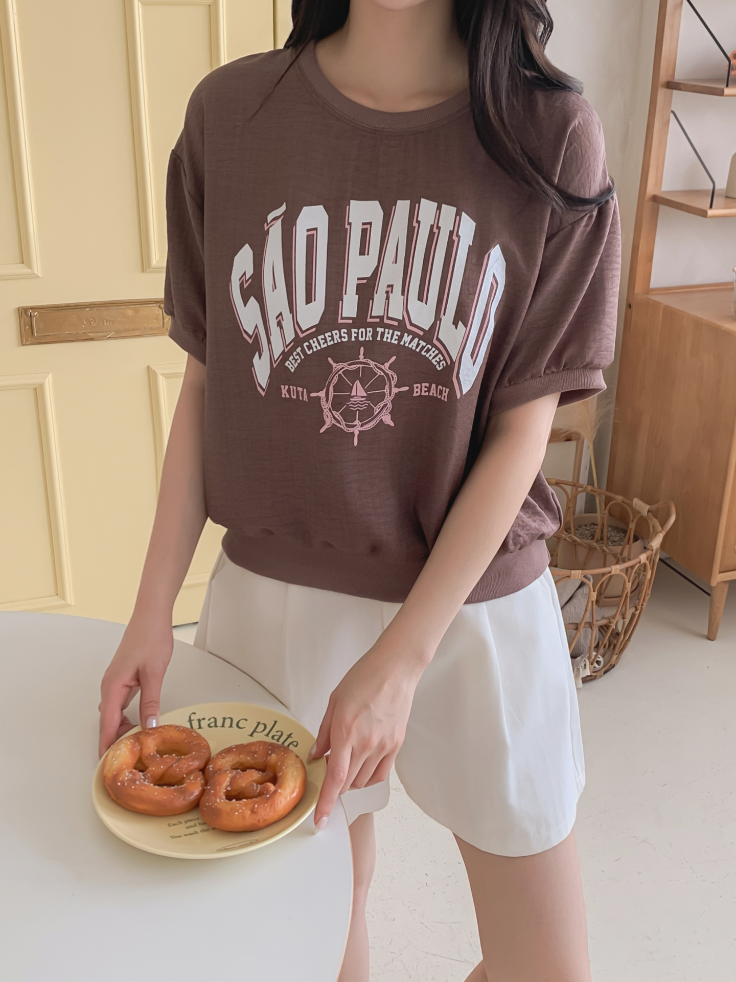 配色ラウンドネックベーシック半袖ロゴTシャツ | 詳細画像2