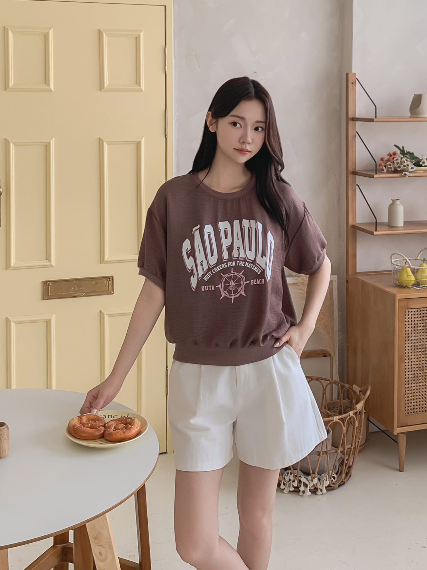 配色ラウンドネックベーシック半袖ロゴTシャツ | 詳細画像3