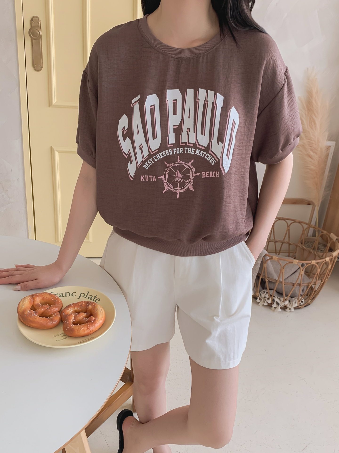 配色ラウンドネックベーシック半袖ロゴTシャツ | 詳細画像6