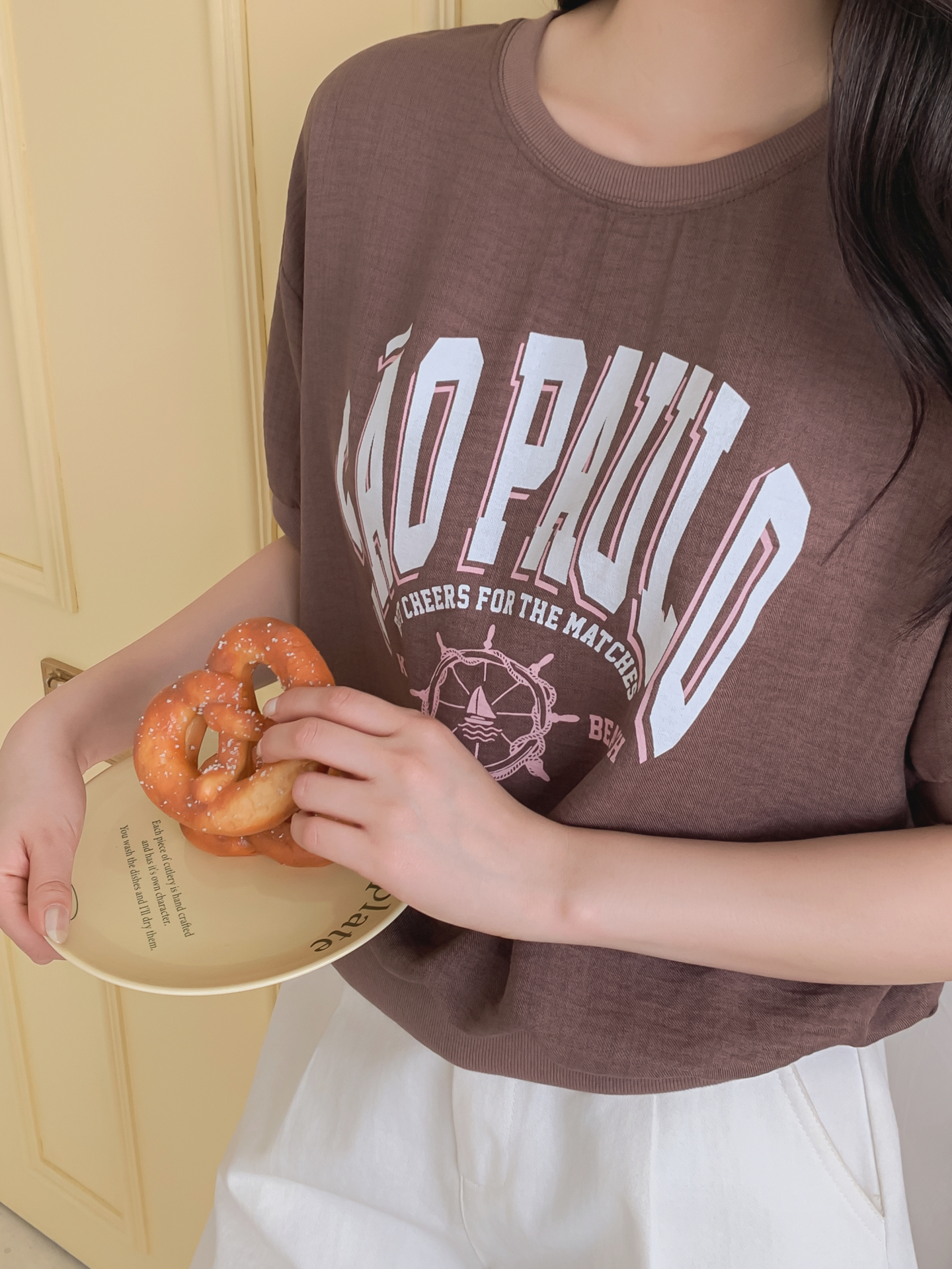 配色ラウンドネックベーシック半袖ロゴTシャツ | 詳細画像8