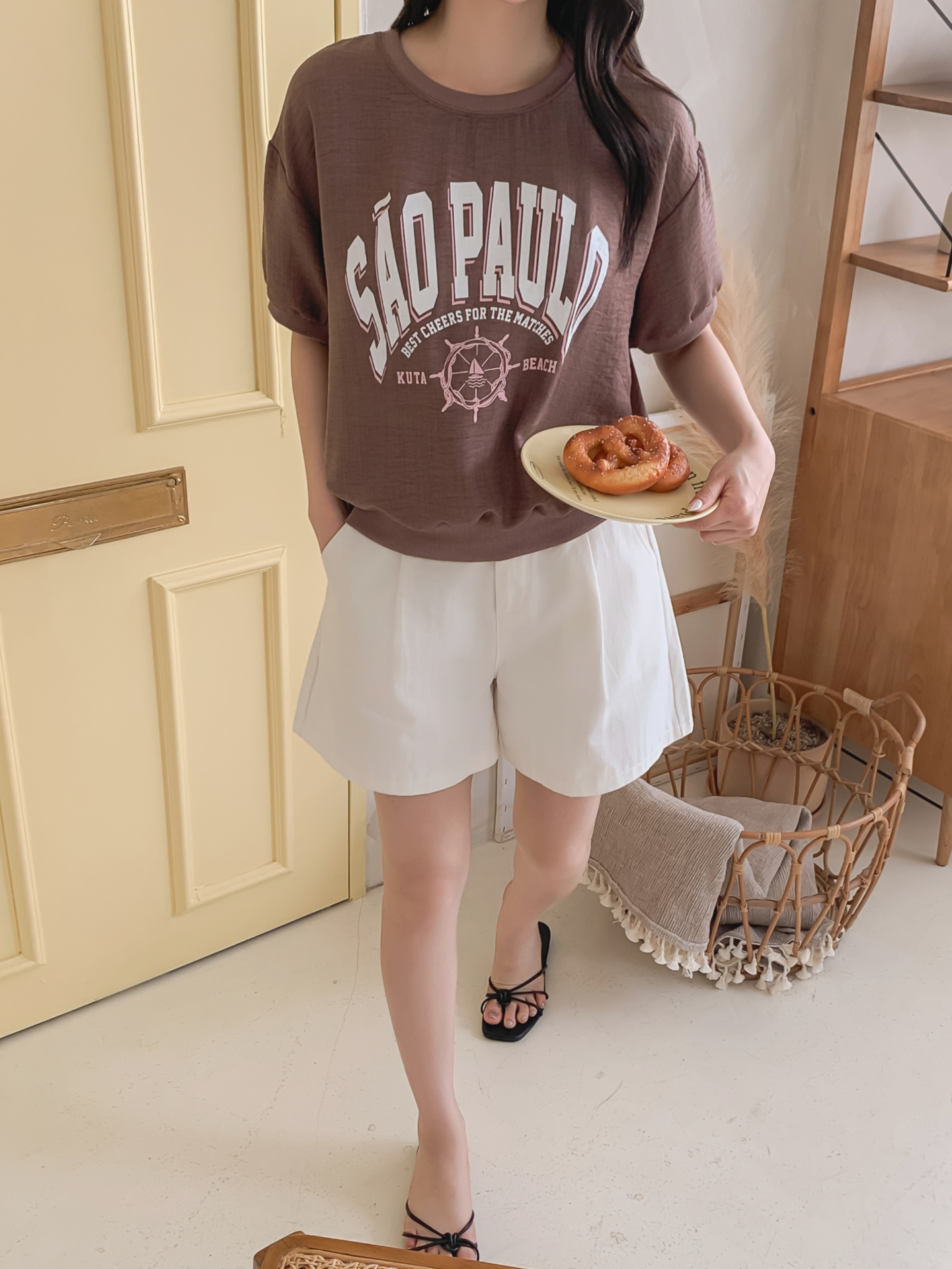 配色ラウンドネックベーシック半袖ロゴTシャツ | 詳細画像10