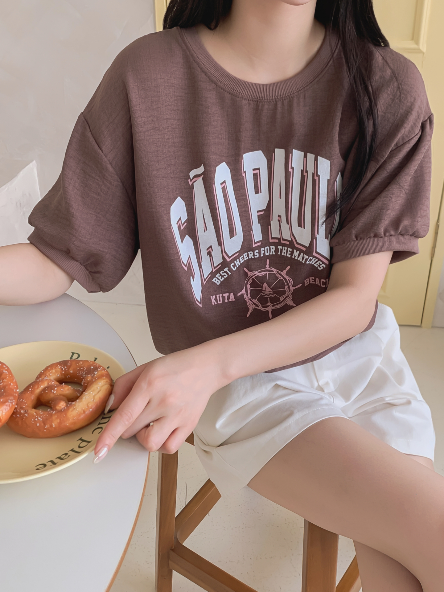 配色ラウンドネックベーシック半袖ロゴTシャツ | 詳細画像13