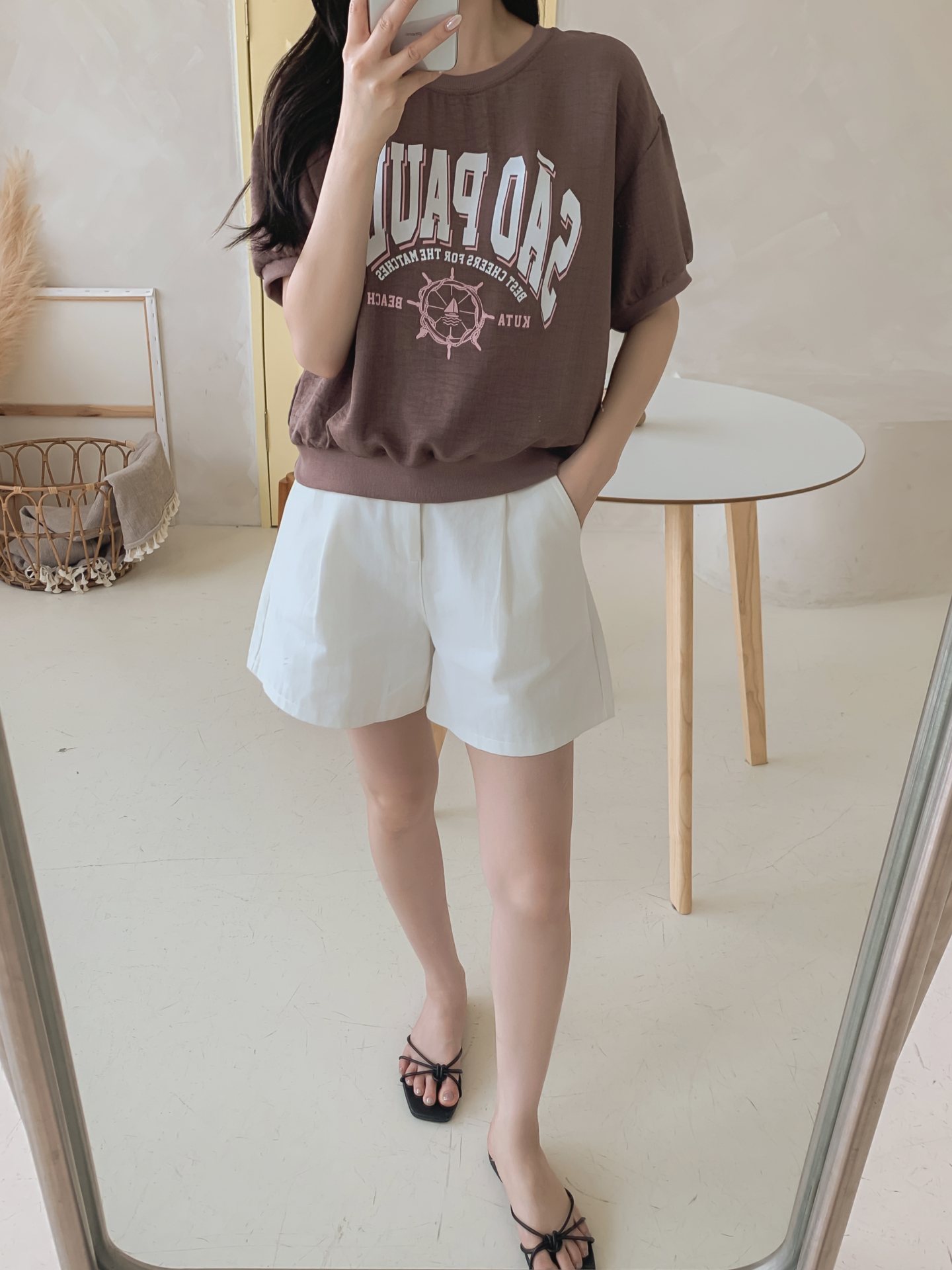 配色ラウンドネックベーシック半袖ロゴTシャツ | 詳細画像17