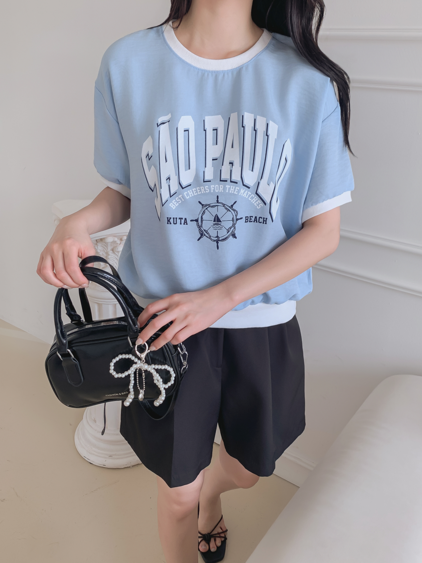 配色ラウンドネックベーシック半袖ロゴTシャツ | 詳細画像27