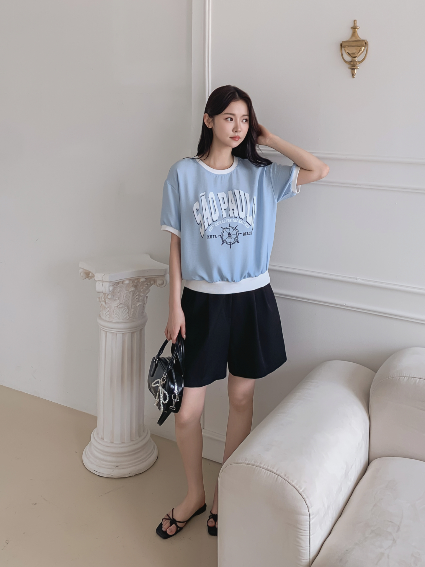 配色ラウンドネックベーシック半袖ロゴTシャツ | 詳細画像28