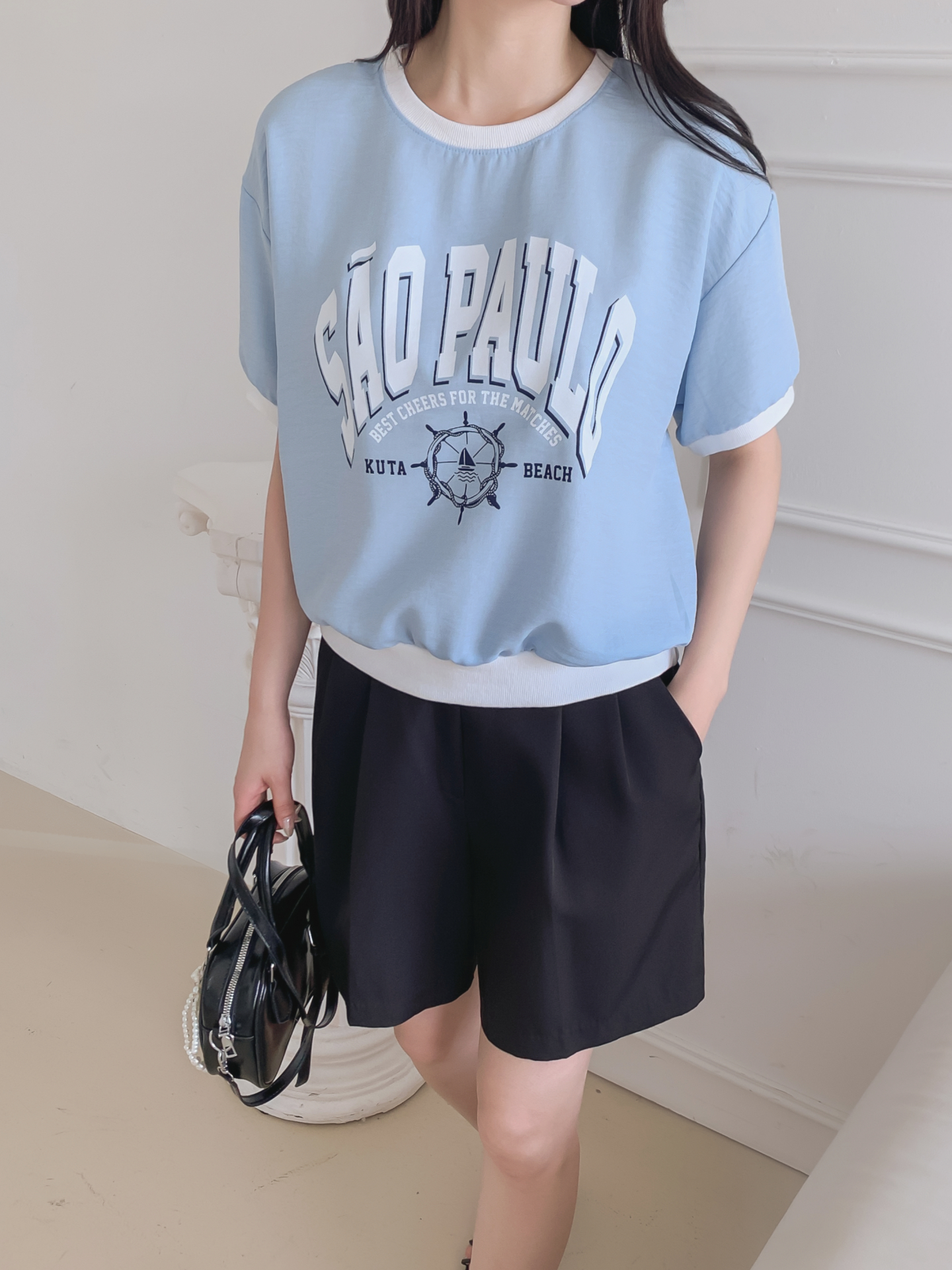 配色ラウンドネックベーシック半袖ロゴTシャツ | 詳細画像29