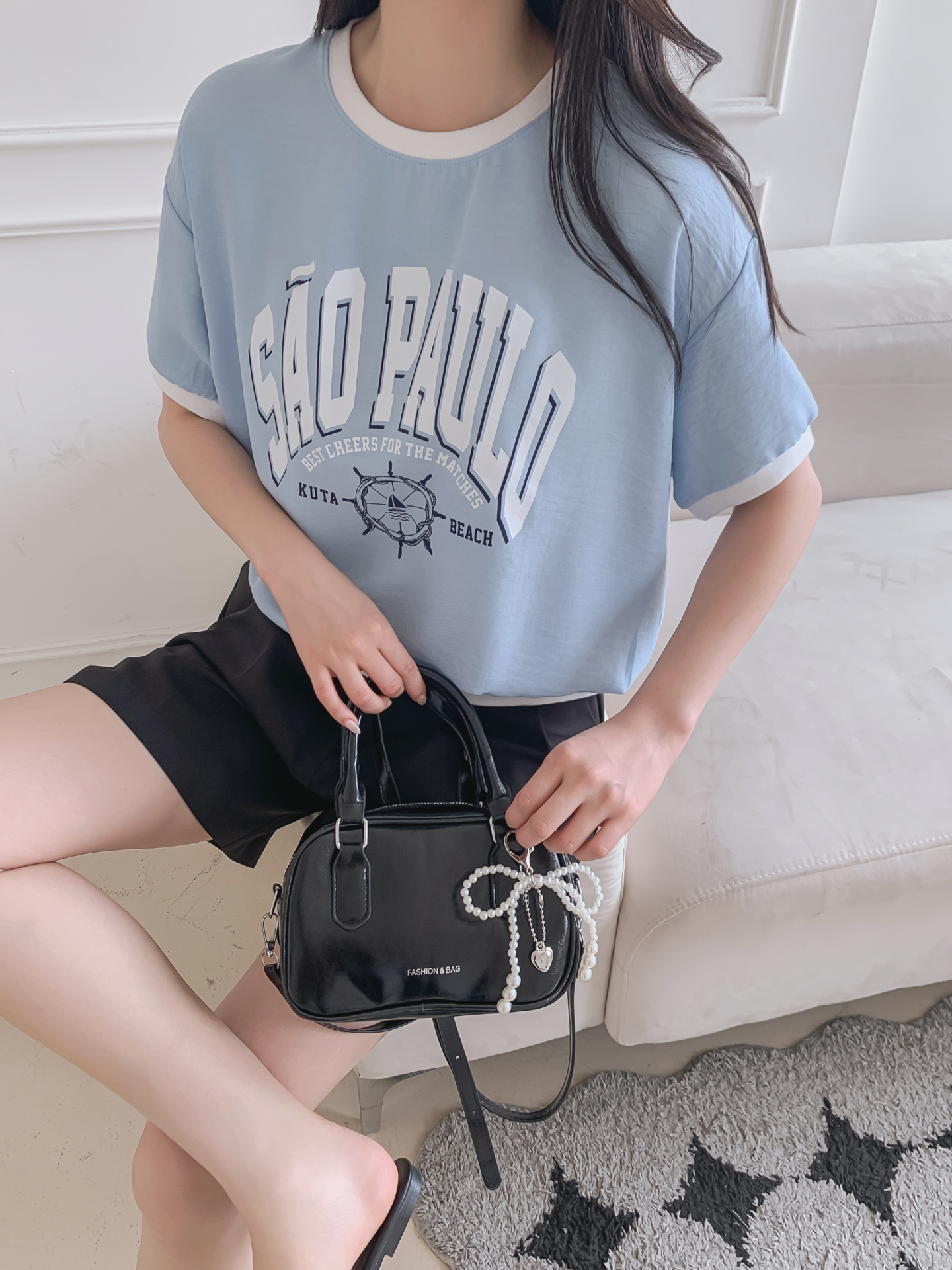 配色ラウンドネックベーシック半袖ロゴTシャツ | 詳細画像31