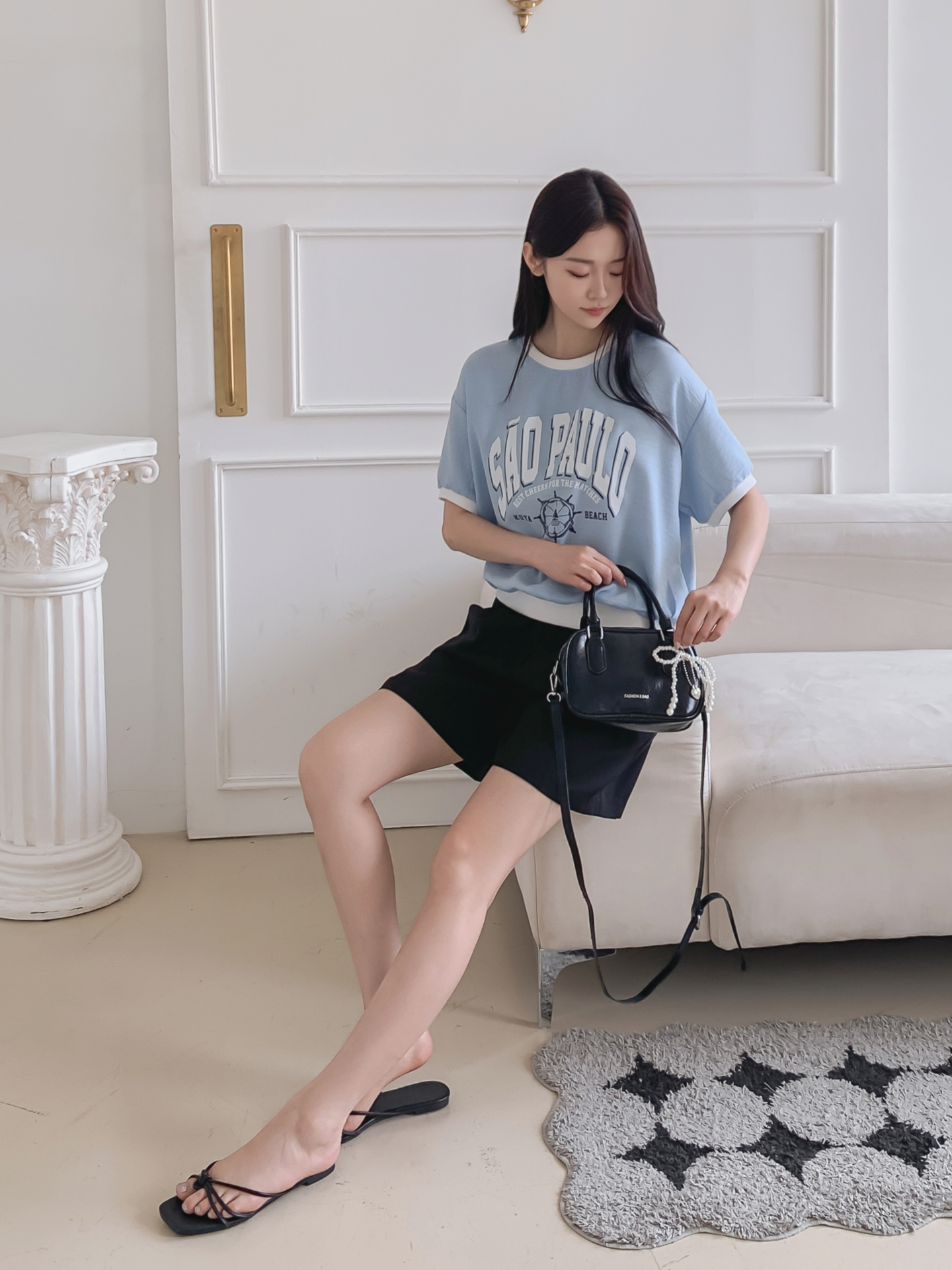 配色ラウンドネックベーシック半袖ロゴTシャツ | 詳細画像32
