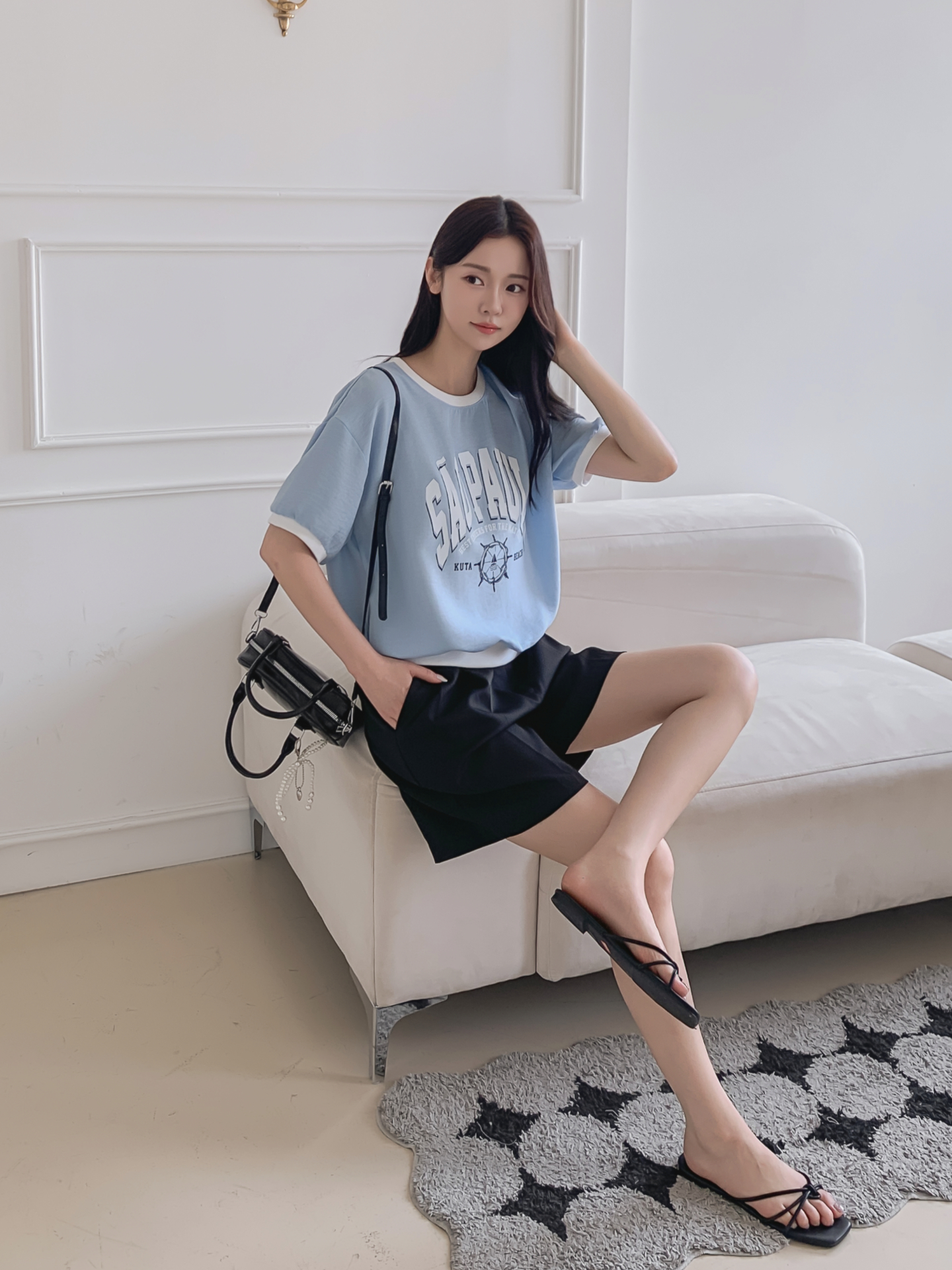 配色ラウンドネックベーシック半袖ロゴTシャツ | 詳細画像34