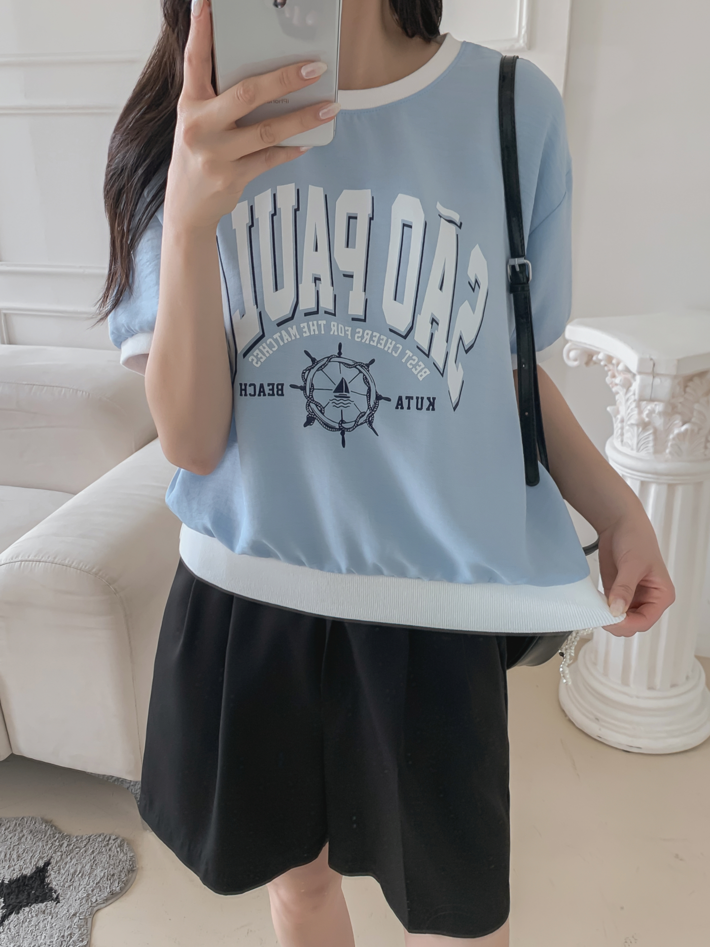 配色ラウンドネックベーシック半袖ロゴTシャツ | 詳細画像35