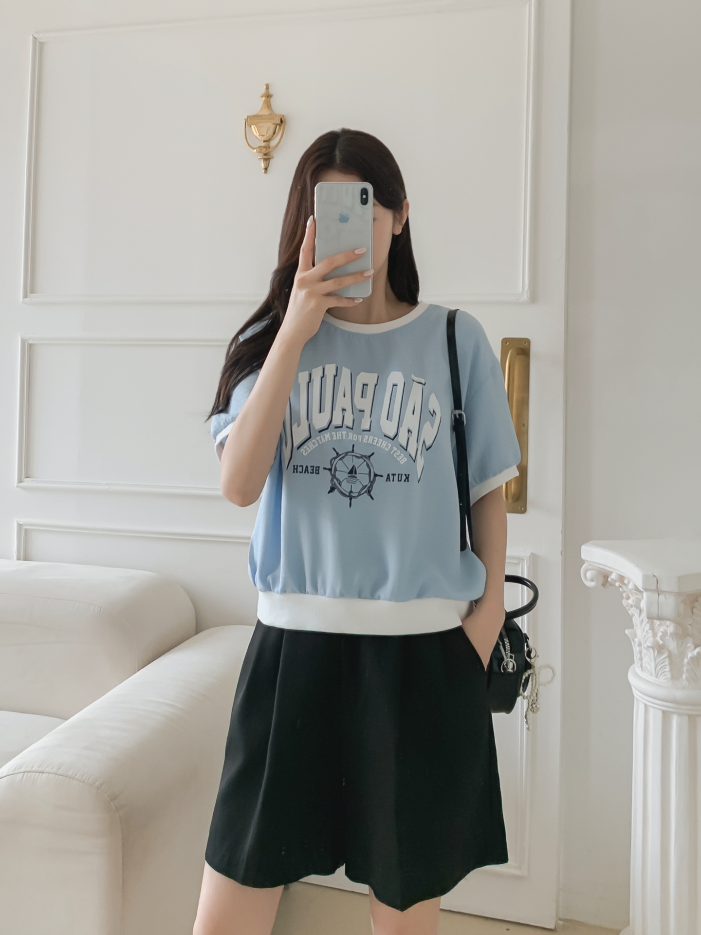 配色ラウンドネックベーシック半袖ロゴTシャツ | 詳細画像36