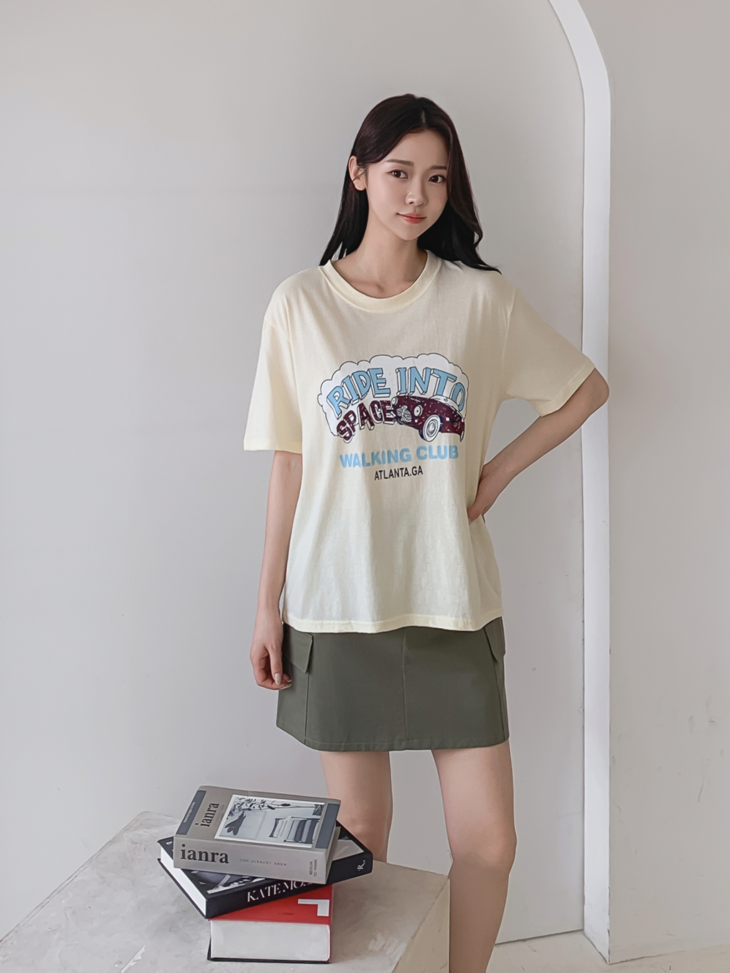 コットンラウンドネックベーシックルーズ半袖ロゴTシャツ | 詳細画像6