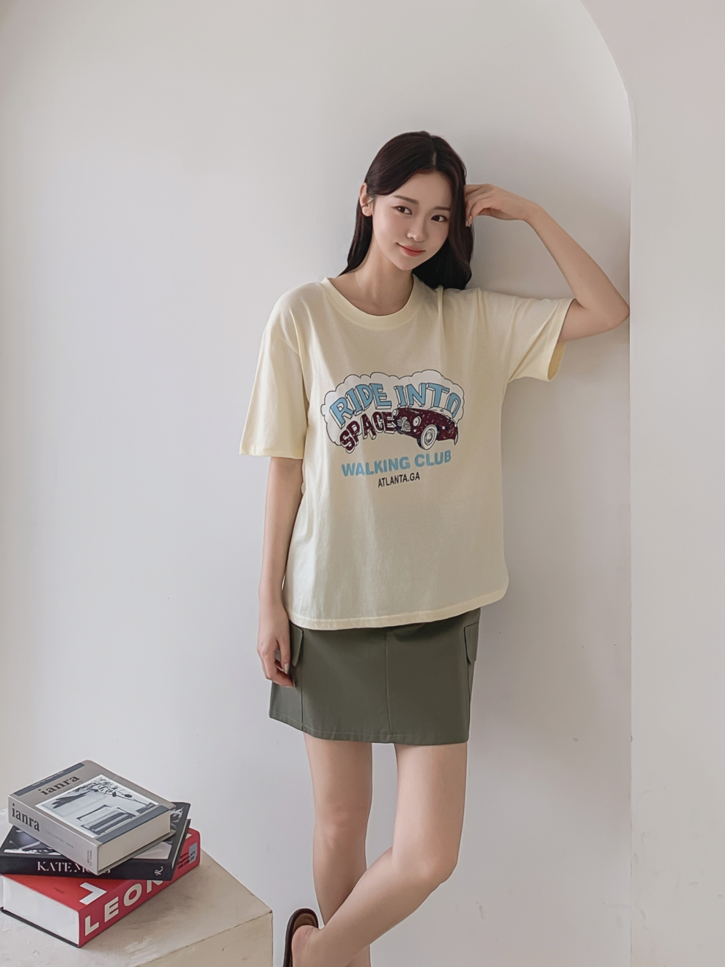コットンラウンドネックベーシックルーズ半袖ロゴTシャツ | 詳細画像7