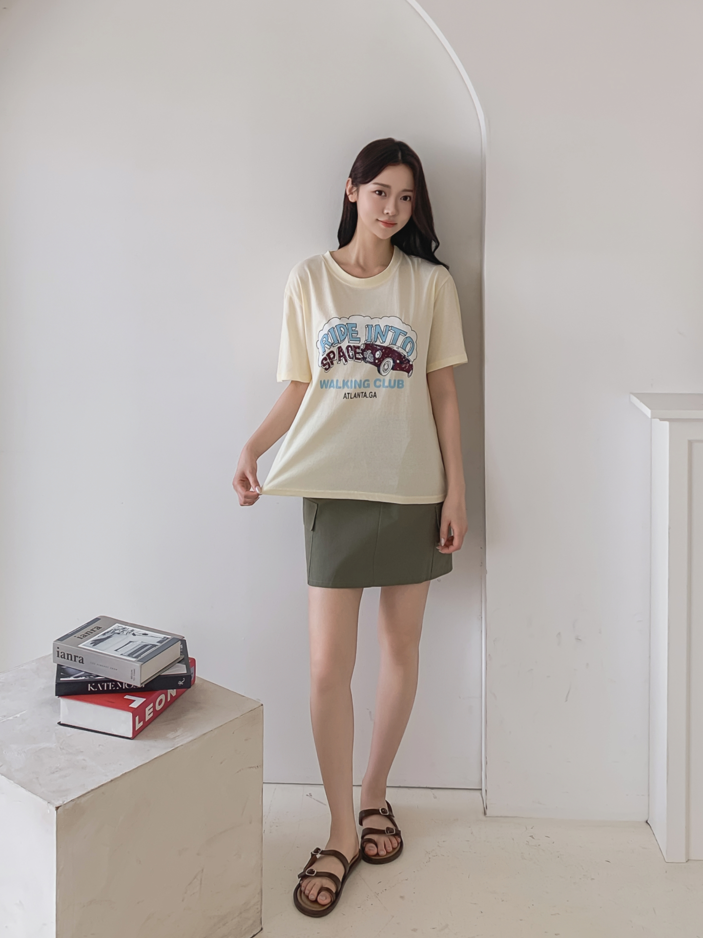 コットンラウンドネックベーシックルーズ半袖ロゴTシャツ | 詳細画像8