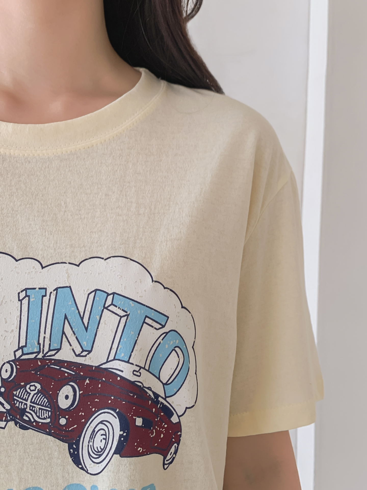 コットンラウンドネックベーシックルーズ半袖ロゴTシャツ | 詳細画像9