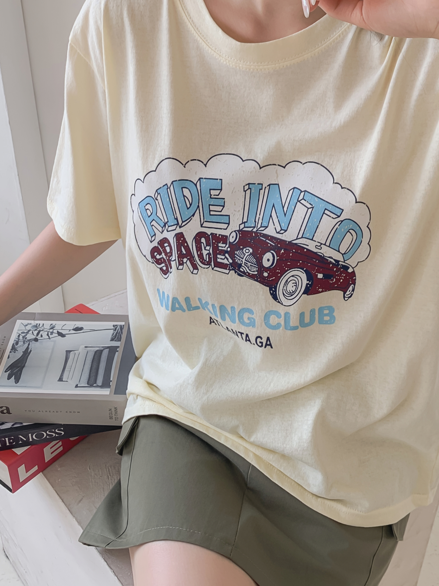 コットンラウンドネックベーシックルーズ半袖ロゴTシャツ | 詳細画像13