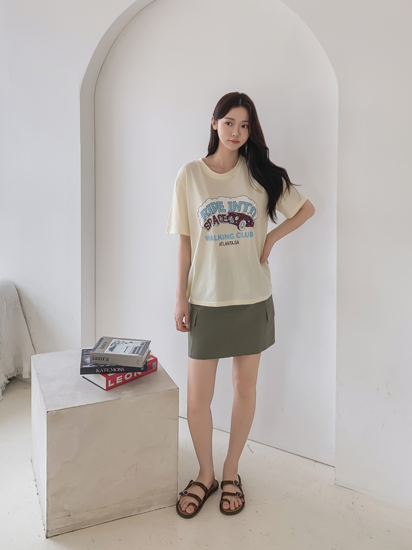コットンラウンドネックベーシックルーズ半袖ロゴTシャツ | 詳細画像14