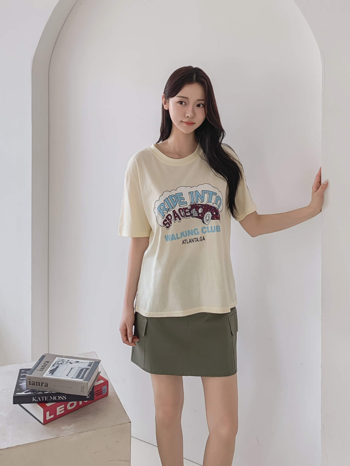 コットンラウンドネックベーシックルーズ半袖ロゴTシャツ | 詳細画像15