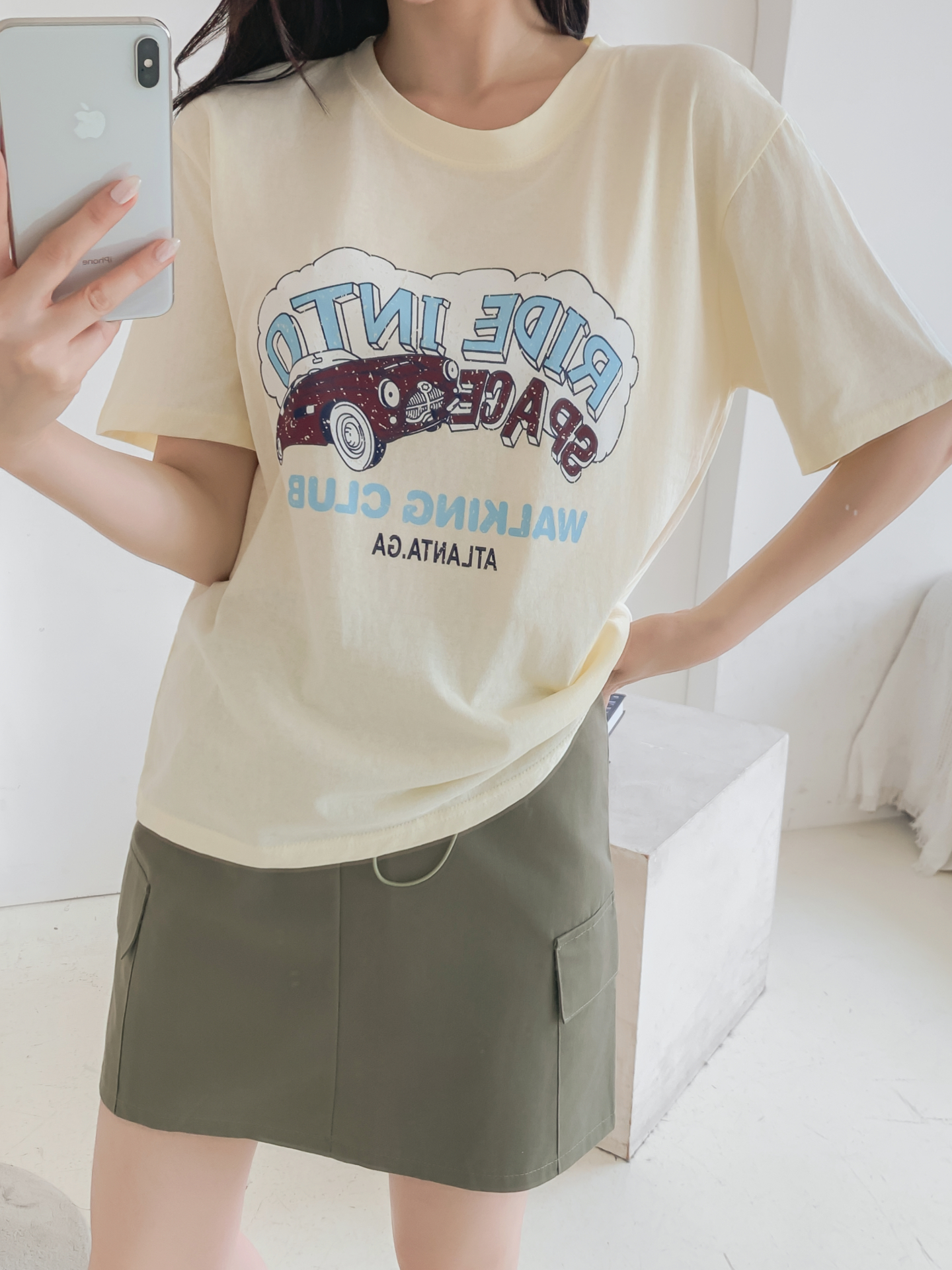 コットンラウンドネックベーシックルーズ半袖ロゴTシャツ | 詳細画像18
