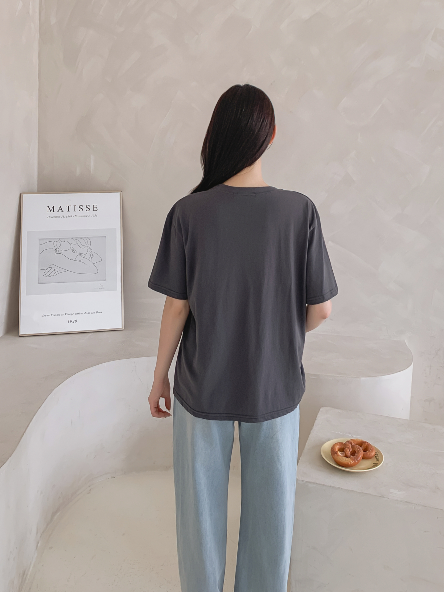 コットンラウンドネックベーシックルーズ半袖ロゴTシャツ | 詳細画像22