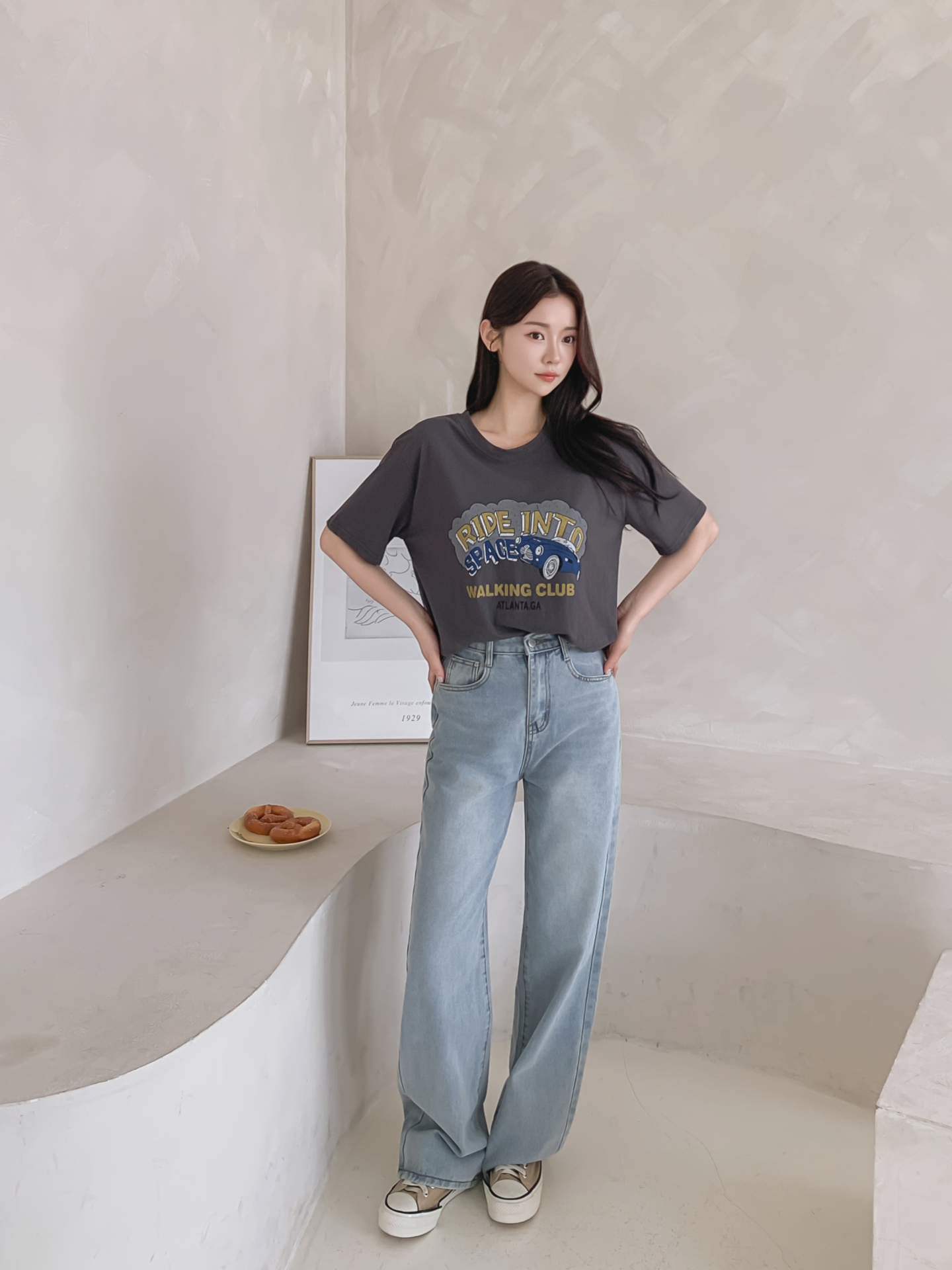 コットンラウンドネックベーシックルーズ半袖ロゴTシャツ | 詳細画像30