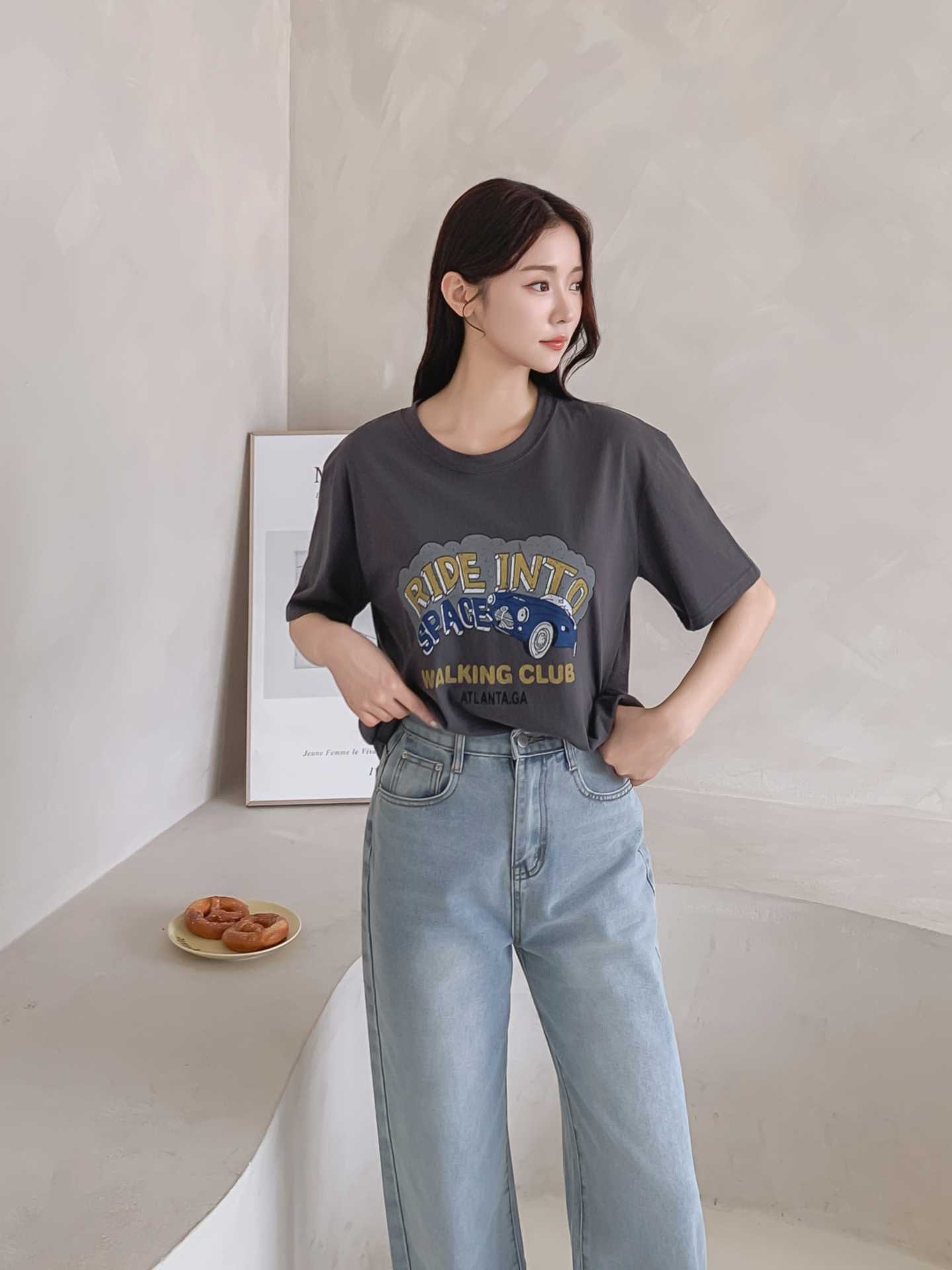 コットンラウンドネックベーシックルーズ半袖ロゴTシャツ | 詳細画像32