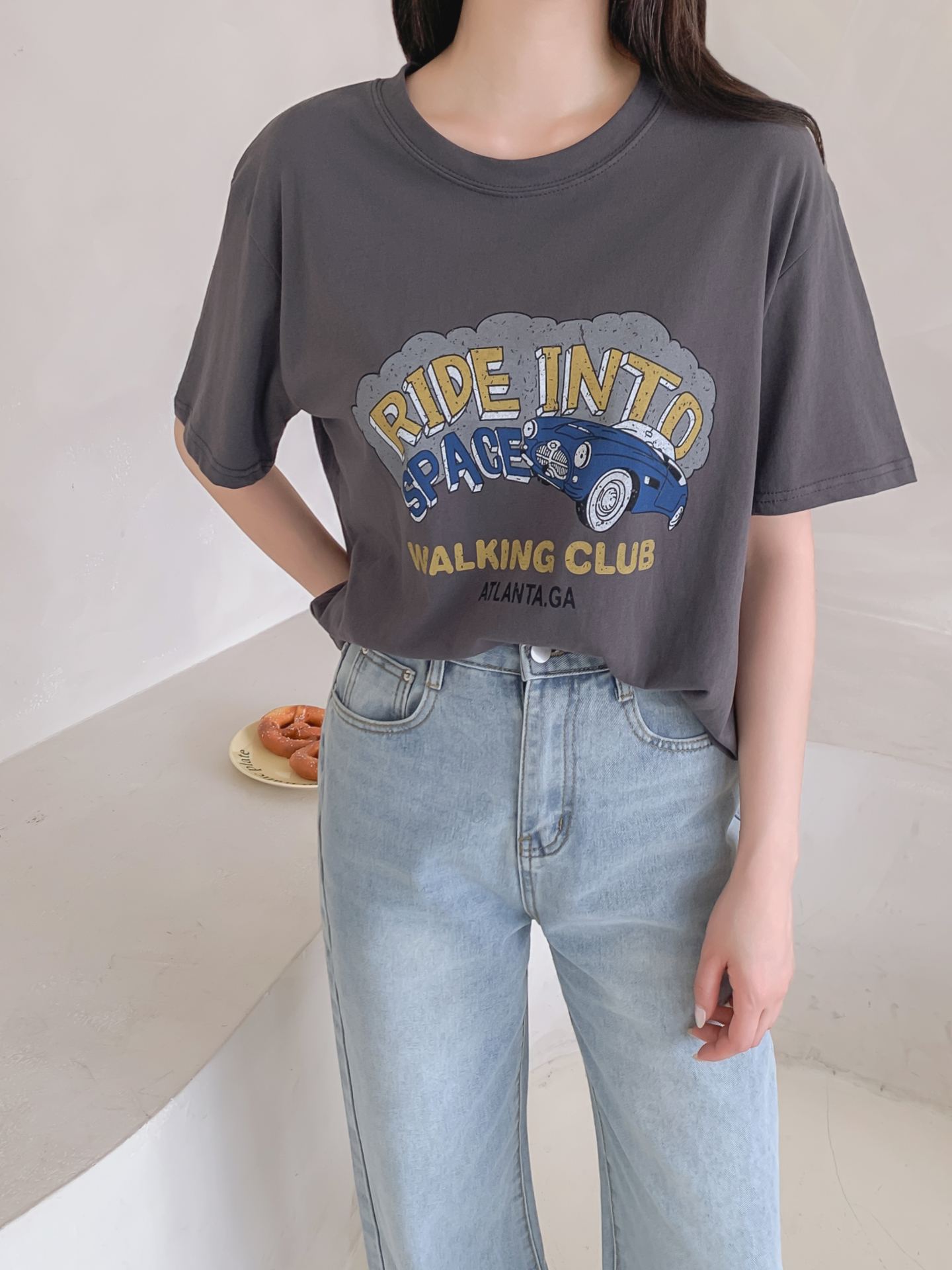 コットンラウンドネックベーシックルーズ半袖ロゴTシャツ | 詳細画像33
