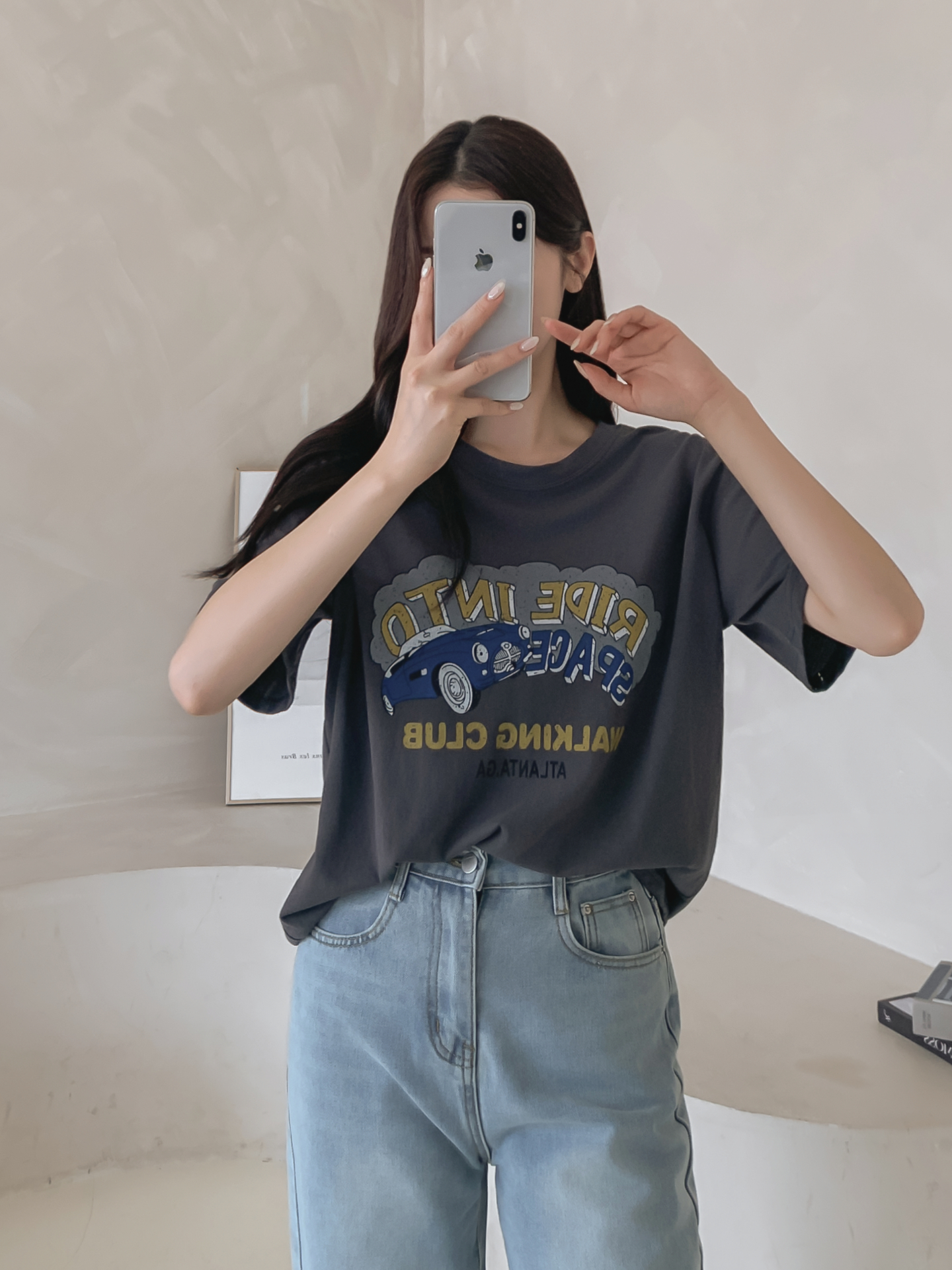 コットンラウンドネックベーシックルーズ半袖ロゴTシャツ | 詳細画像35