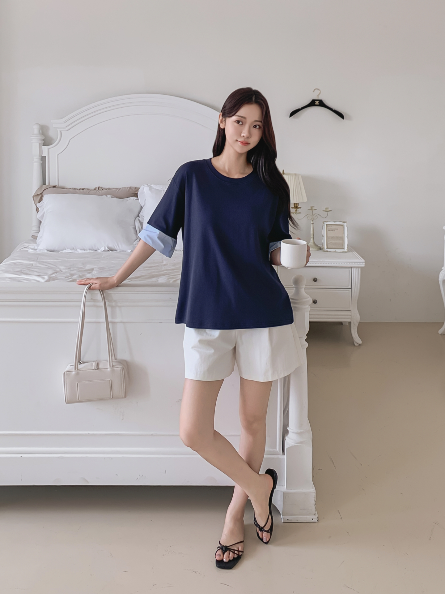 コンビ配色ラウンドネックボクシールーズ半袖Tシャツ | 詳細画像27